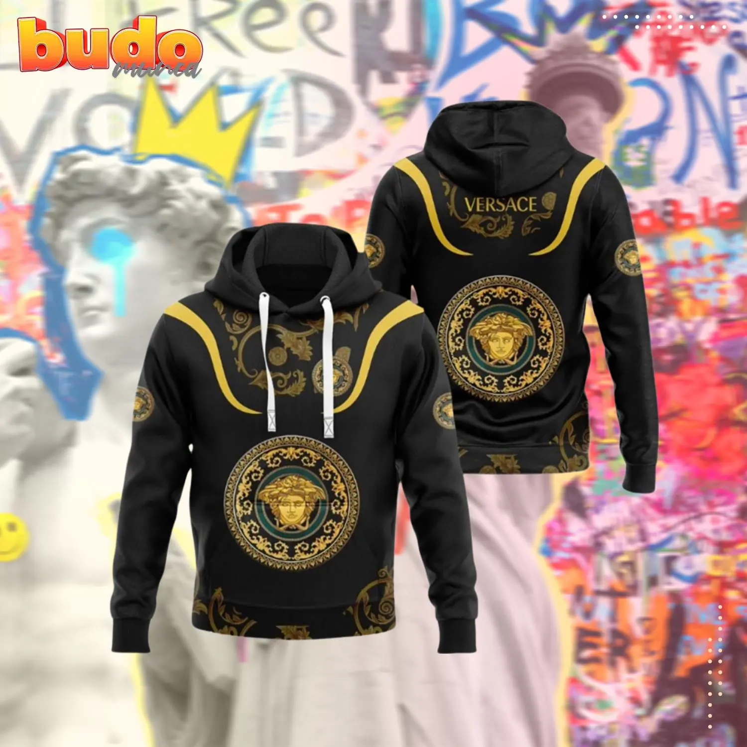 Gianni versace black hoodie luxury clothing clothes outfit for men - hot new